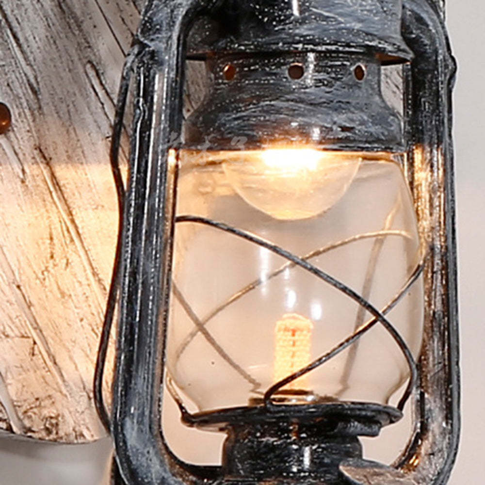 Austin Lute Vintage Lantern Wall Lamp, close up