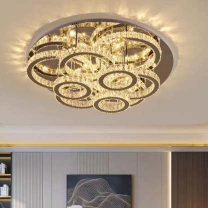 Modern crystal ring pendant light fixture