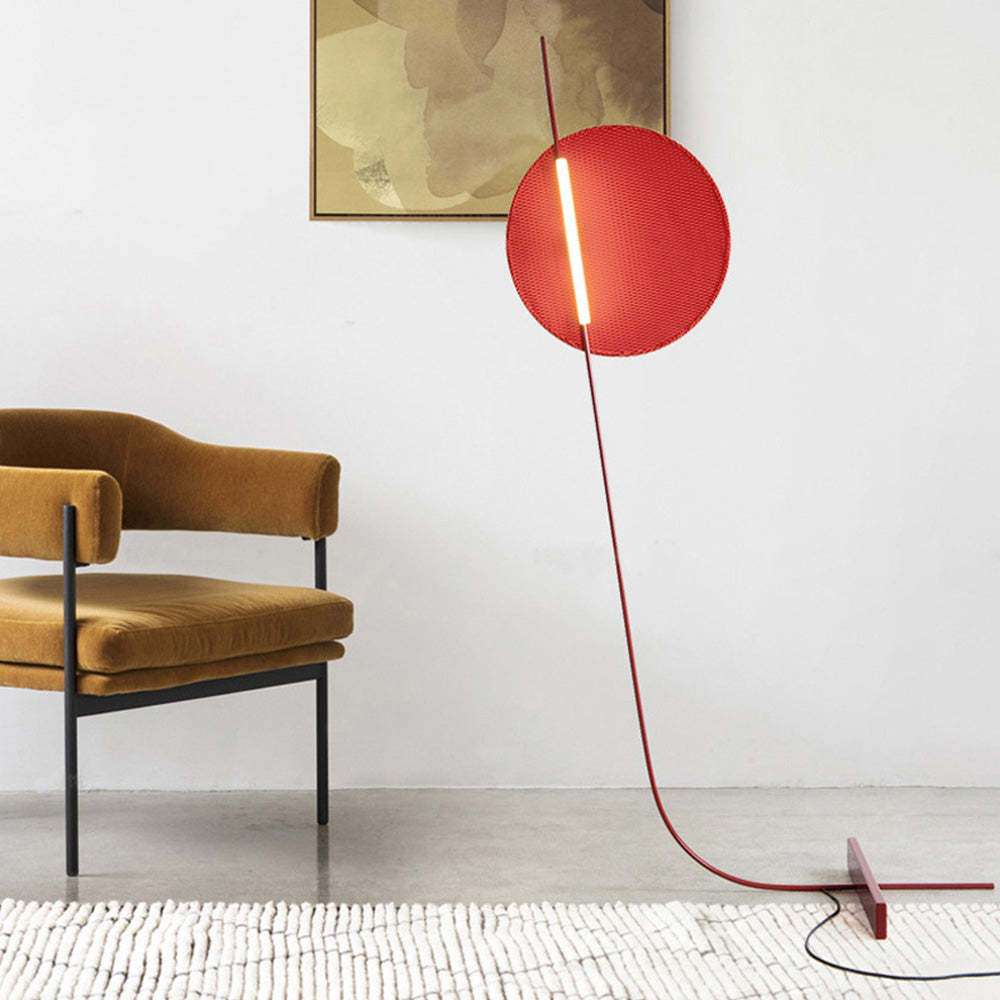 Elif Floor Lamp: Blood Moon Red Metal LED Lighting
