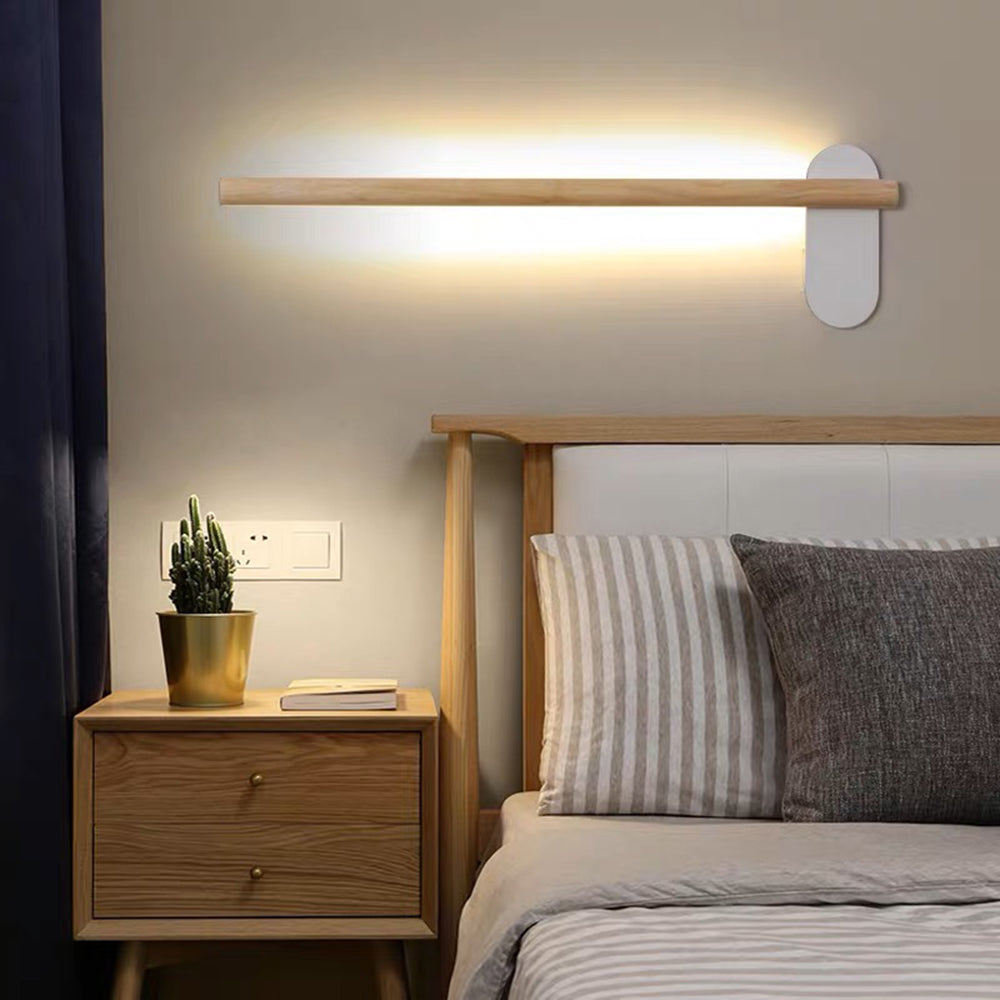 Ozawa Modern Wood Wall Lamp in Bedroom with Natural Light