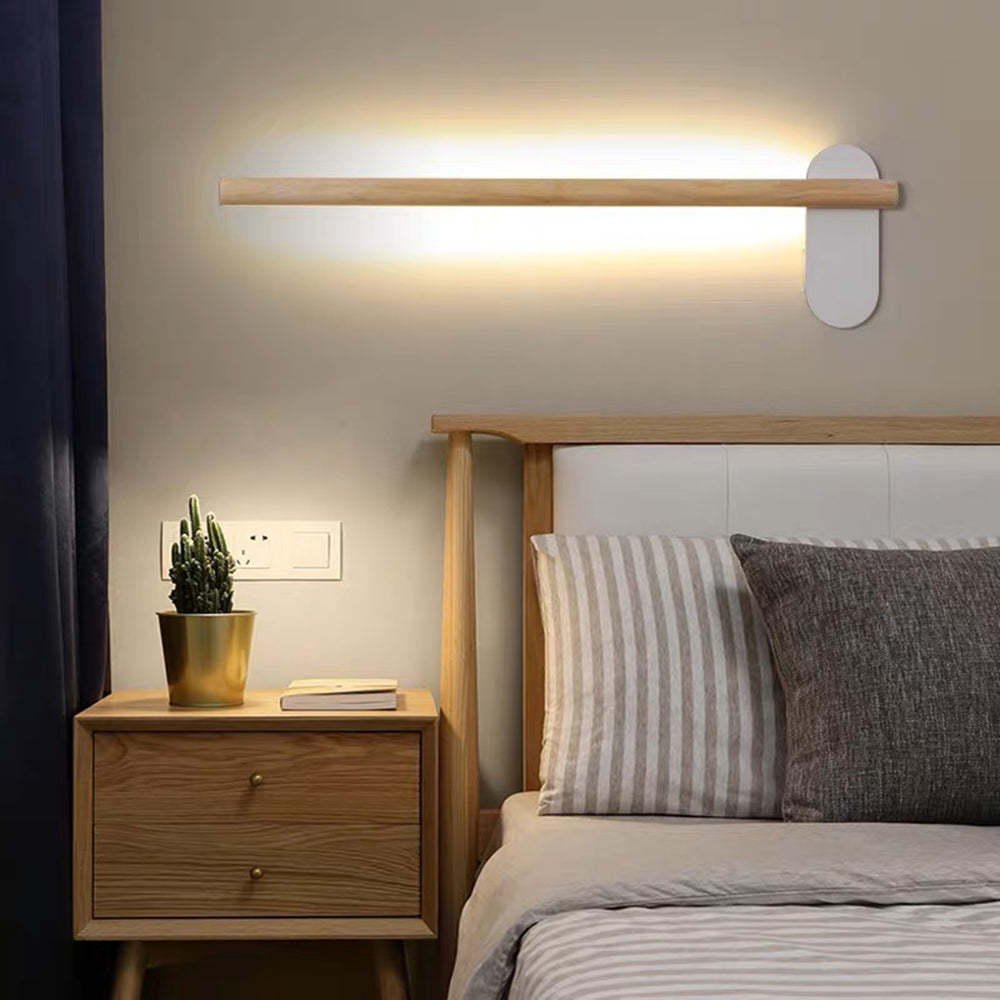 Ozawa Modern Wood Wall Lamp in Bedroom with Natural Light