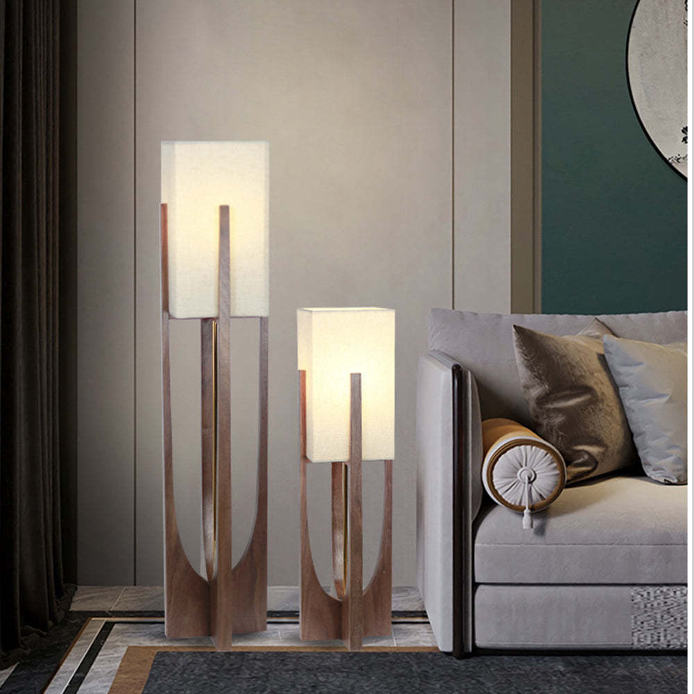 Ozawa Wood Fabric Floor Lamps in Living Room