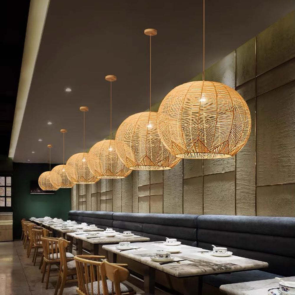 Dining room with Ritta rattan pendant lights
