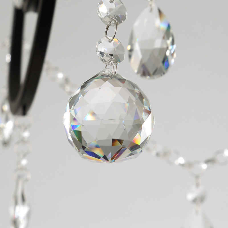 Close-up of crystal chandelier details, dining room lighting