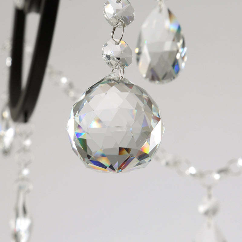 Close-up of crystal chandelier details, dining room lighting