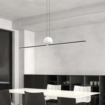 Modern Edge Pendant Light with Marble Orb Accent Edge Pendant Light 2 Color, Metal & Marble, 35.4"/47.2"/59"