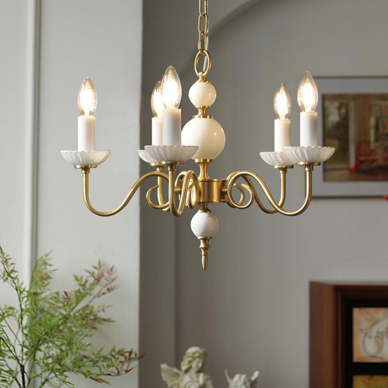 Silva Vintage LED Chandelier with Brass Finish for Bedroom