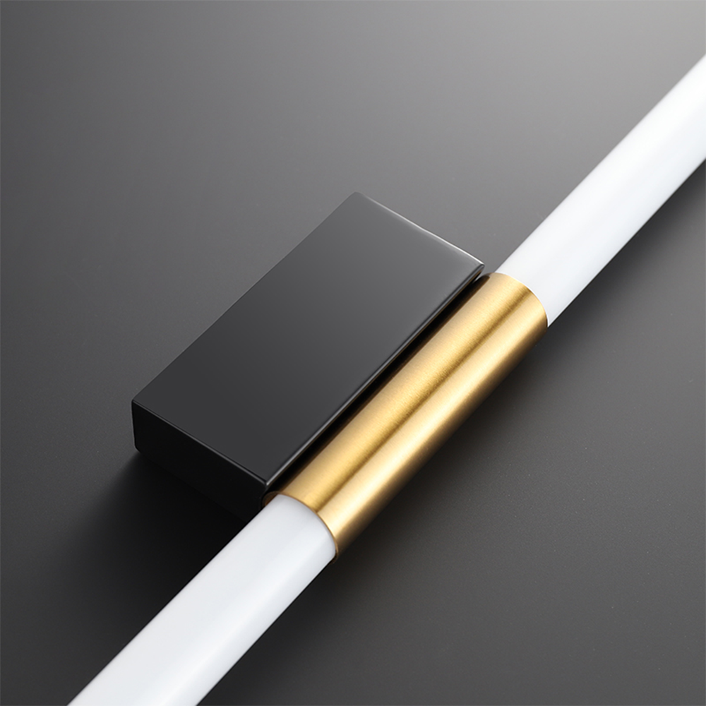 Close up of Leigh copper wall lamp detail. Leigh Modern Linear Copper Mirror Front Wall Lamp