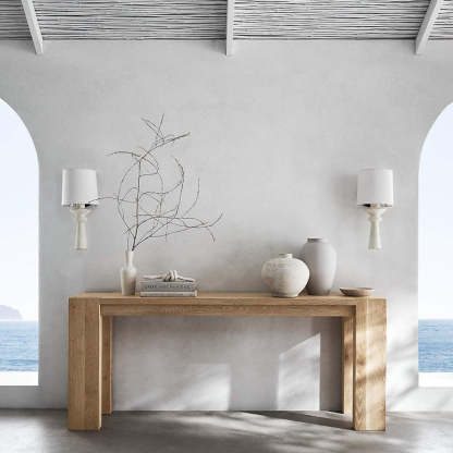 Alessio wall lamp, resin & fabric shade, coastal home decor.