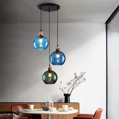 Blue & Green Glass Pendant Lights | Las Sola Lighting