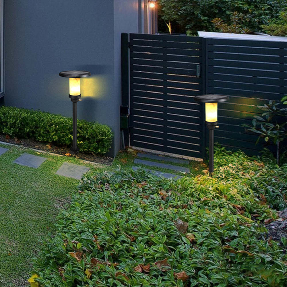 Outdoor solar ground light illuminating garden