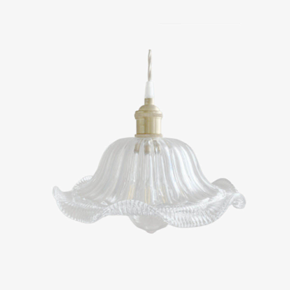 Hailie Art Deco glass pendant light with brass fixture.