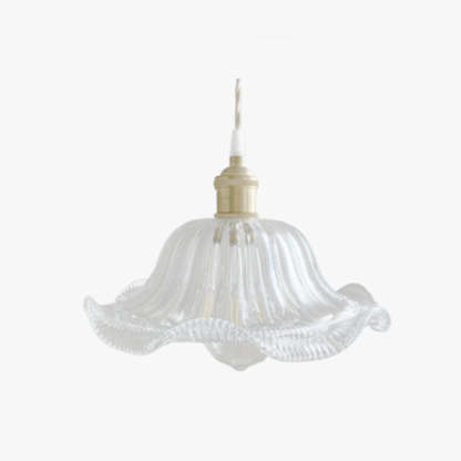 Hailie Art Deco glass pendant light with brass fixture.