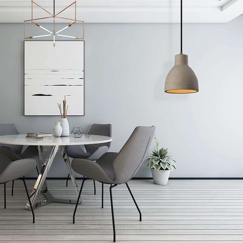 Gray cement pendant light in modern living room
