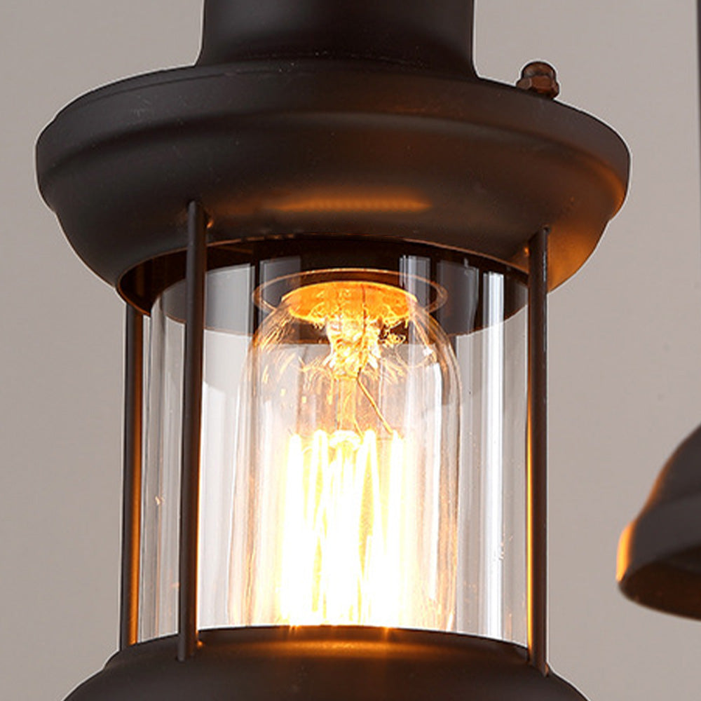Close up of Austin Rudder Pendant Light's metal & glass shade.