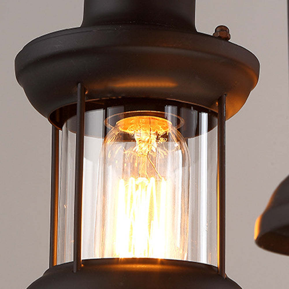 Close up of Austin Rudder Pendant Light's metal & glass shade.