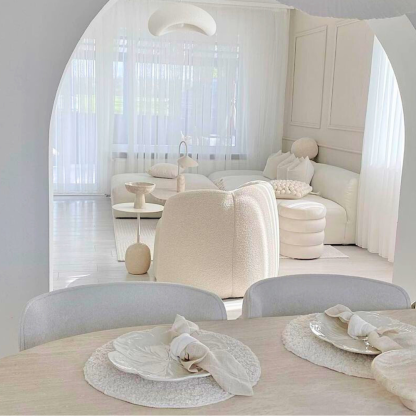 Byers Cloud Pendant Light in Minimalist White Living Room
