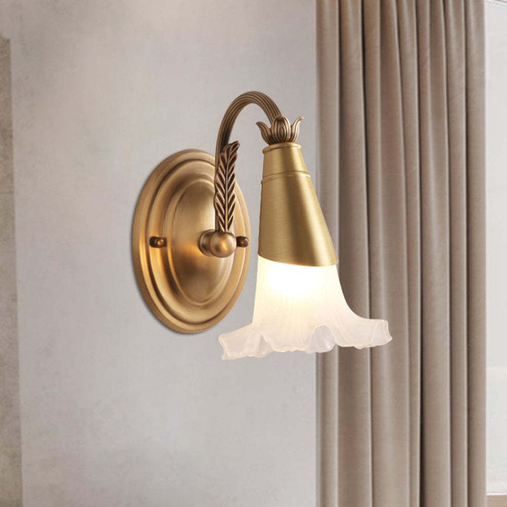 Nordic flower wall lamp, gold metal and glass lighting fixture