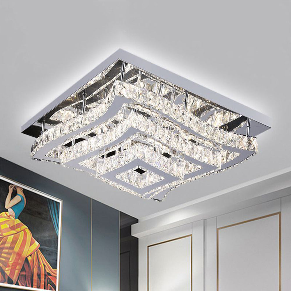 Luxury square crystal ceiling light fixture, living room