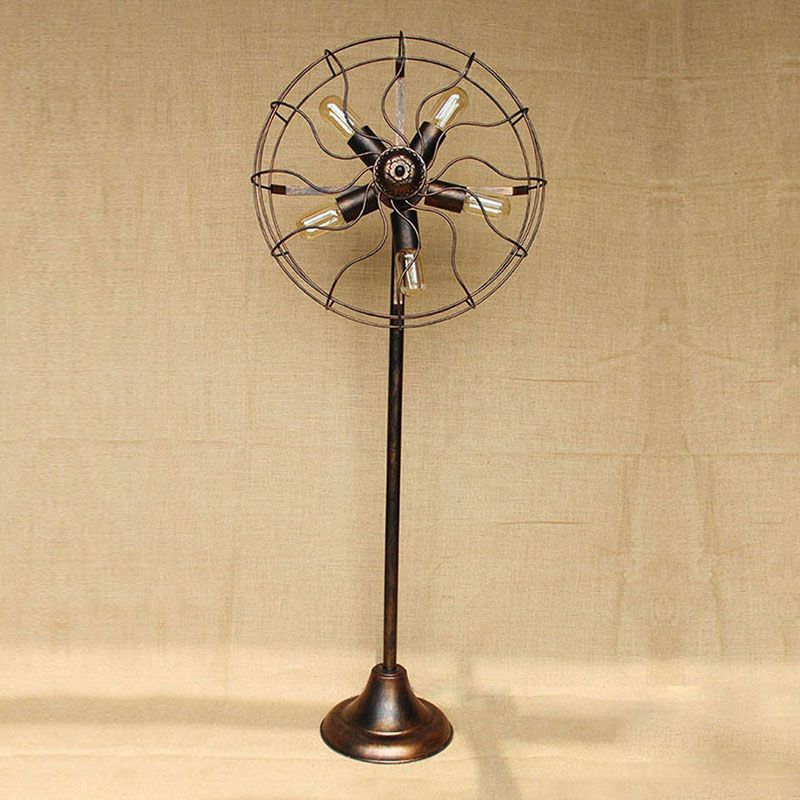 Alessio vintage metal floor lamp with fan design