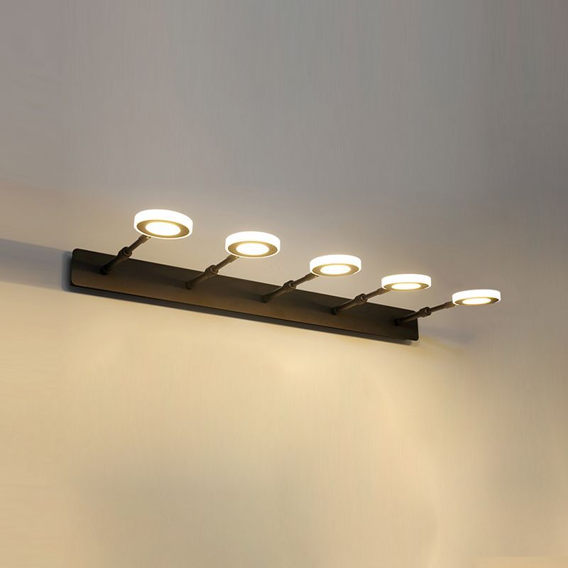 Black Leigh Nordic Round Vanity Wall Lamp with five lights