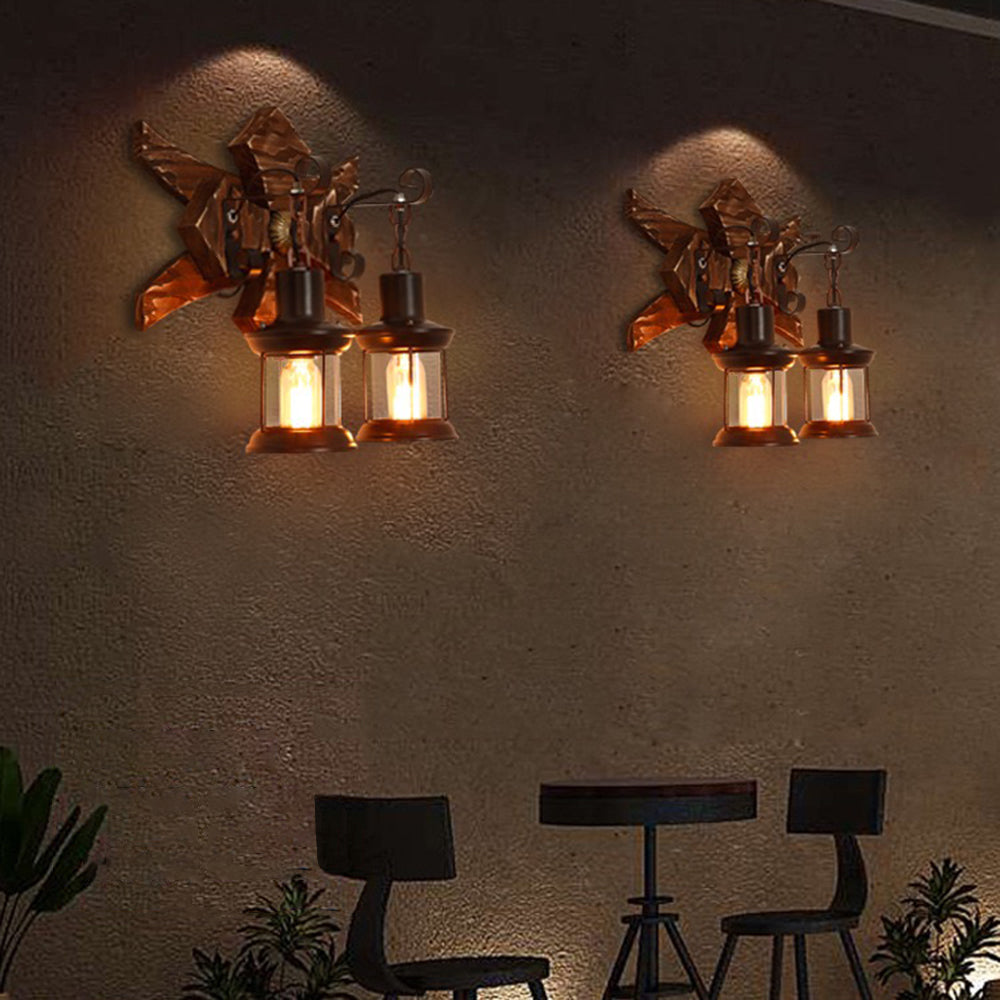 Rustic Austin Wall Lamp with Double Lanterns