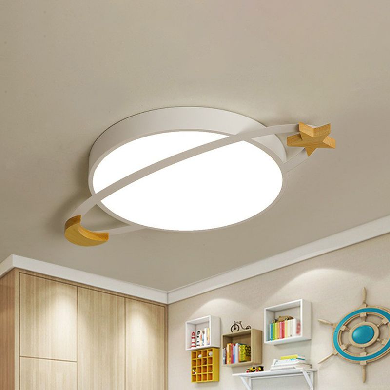 Morandi ceiling light with star and moon. Modern flush mount lighting.