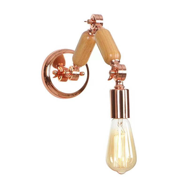 Alessio Wall Lamp: Adjustable wood and copper fixture