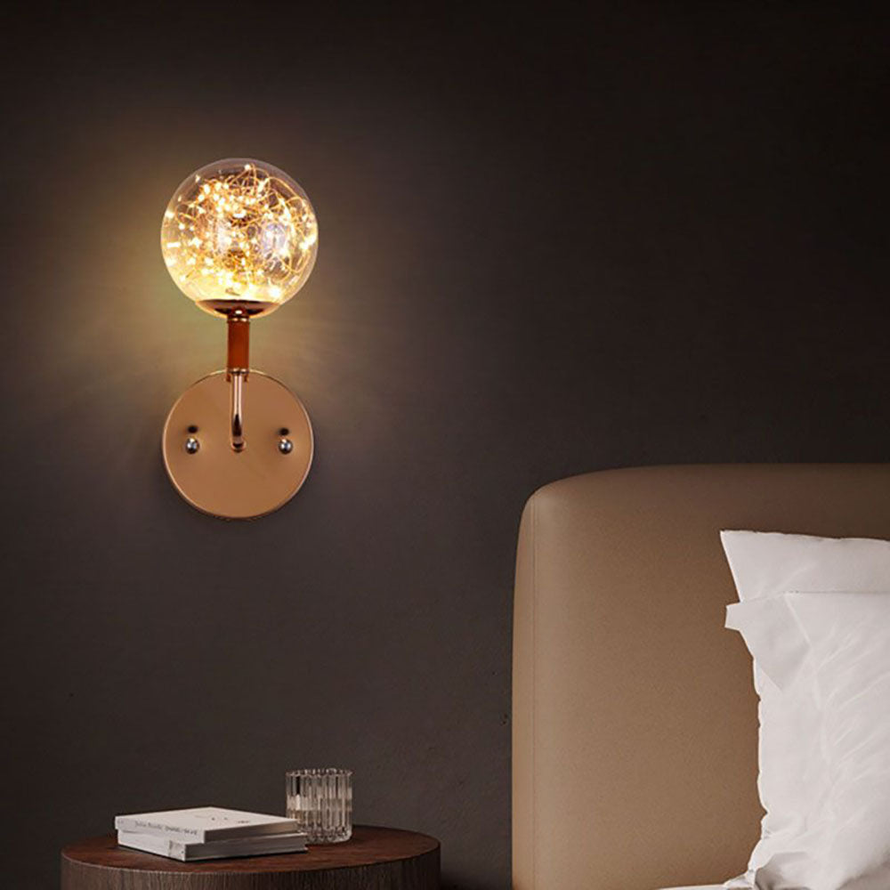Starry Globe Wall Lamp - Art Deco Bedroom Lighting