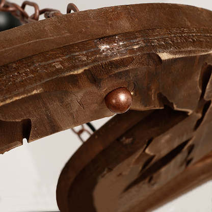 Walnut Wood Ring Detail - Vintage Pendant Light