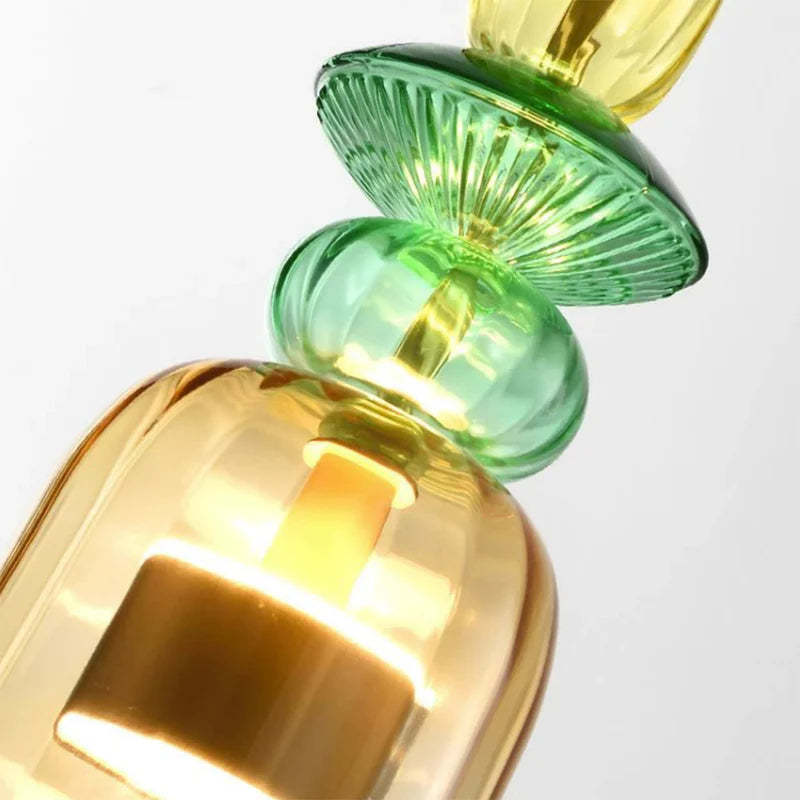 Hailie modern glass pendant light detail, colorful design