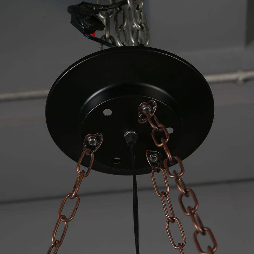 Austin pendant light chain detail. Mid-century modern fixture.