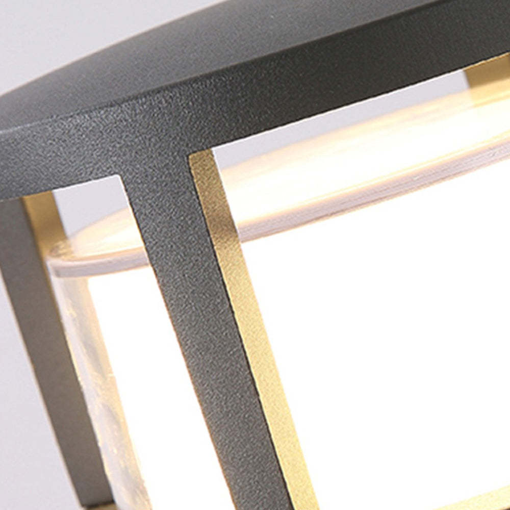 Pena Bollard Light - close-up of metal frame and light