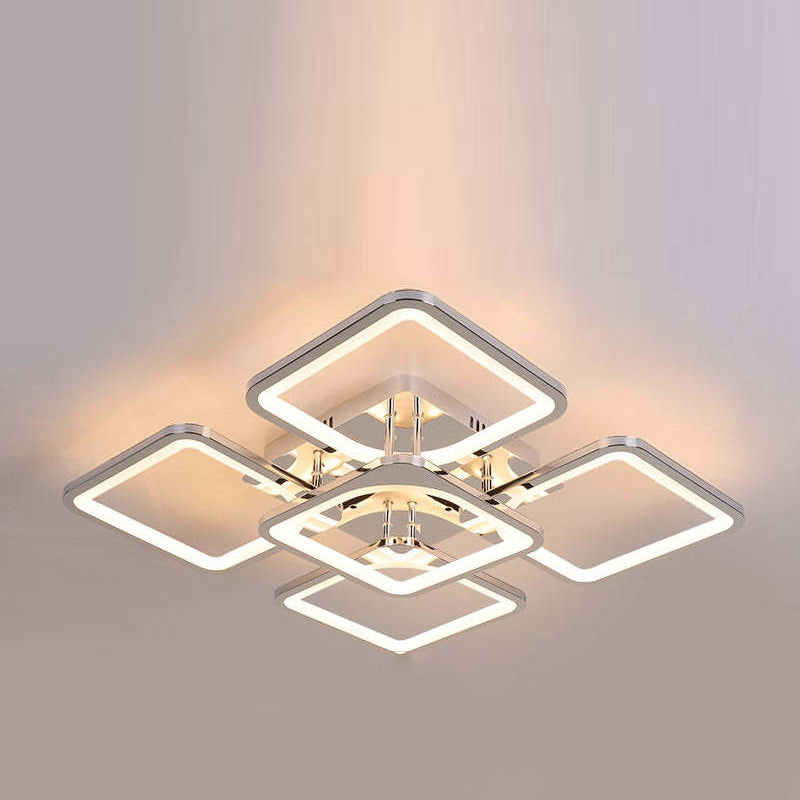 Modern Lacey Square Flush Mount Ceiling Light - 5-bulb LED