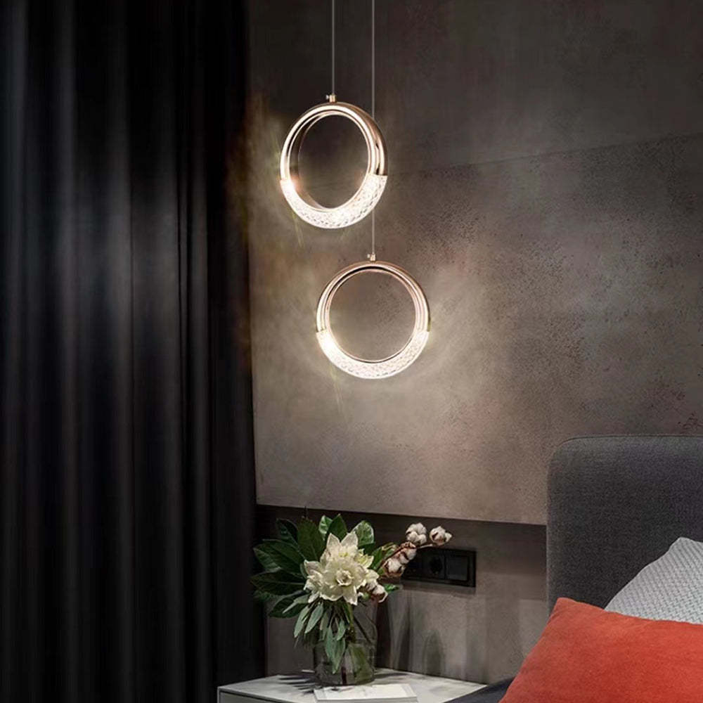 Ring pendant lights in modern bedroom, Lassola lighting
