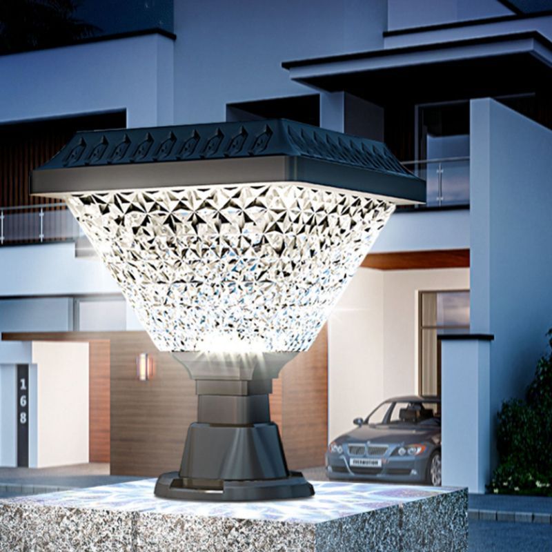 Modern Riley outdoor pillar light, acrylic, solar powered.