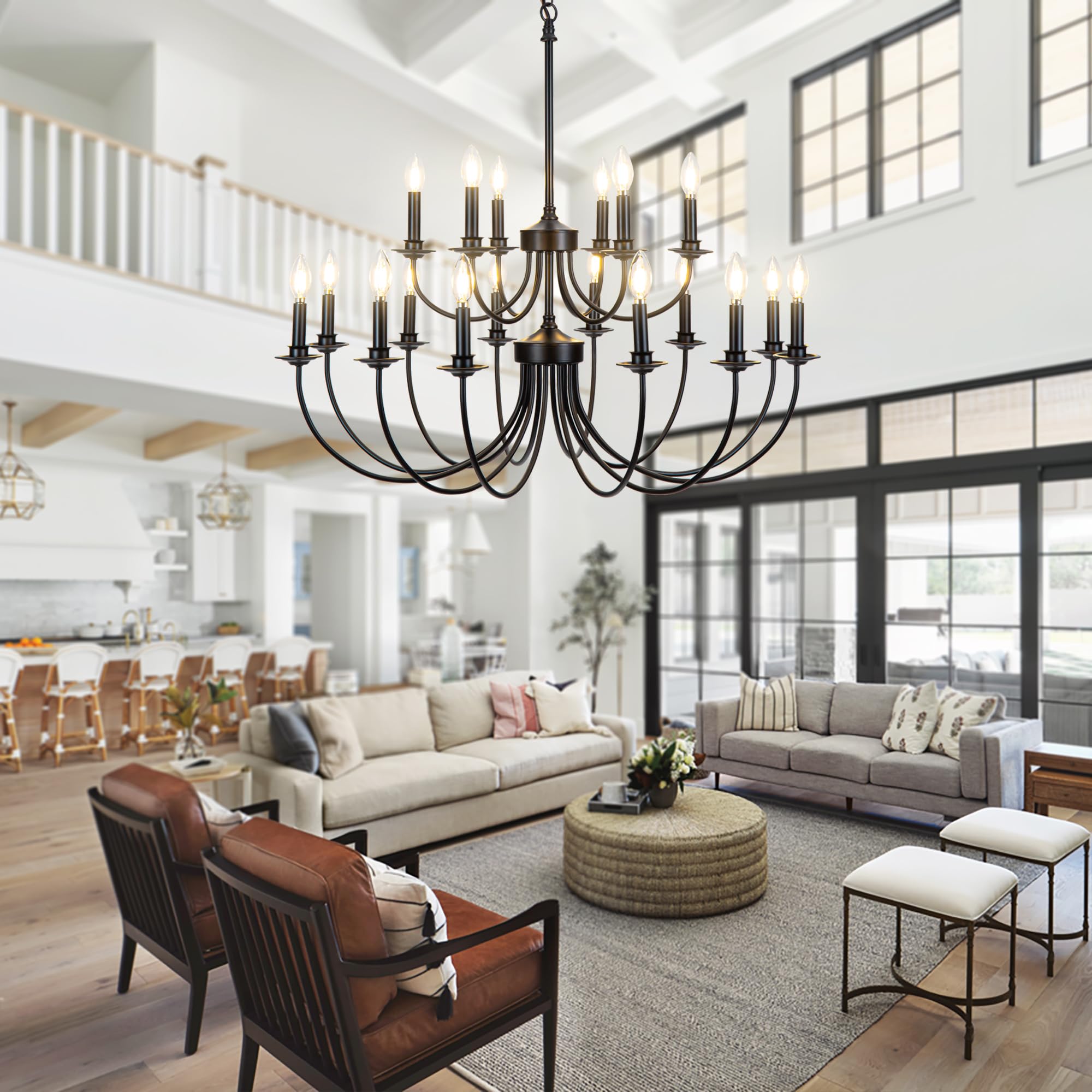 Black Silva Chandelier in a Modern Living Room