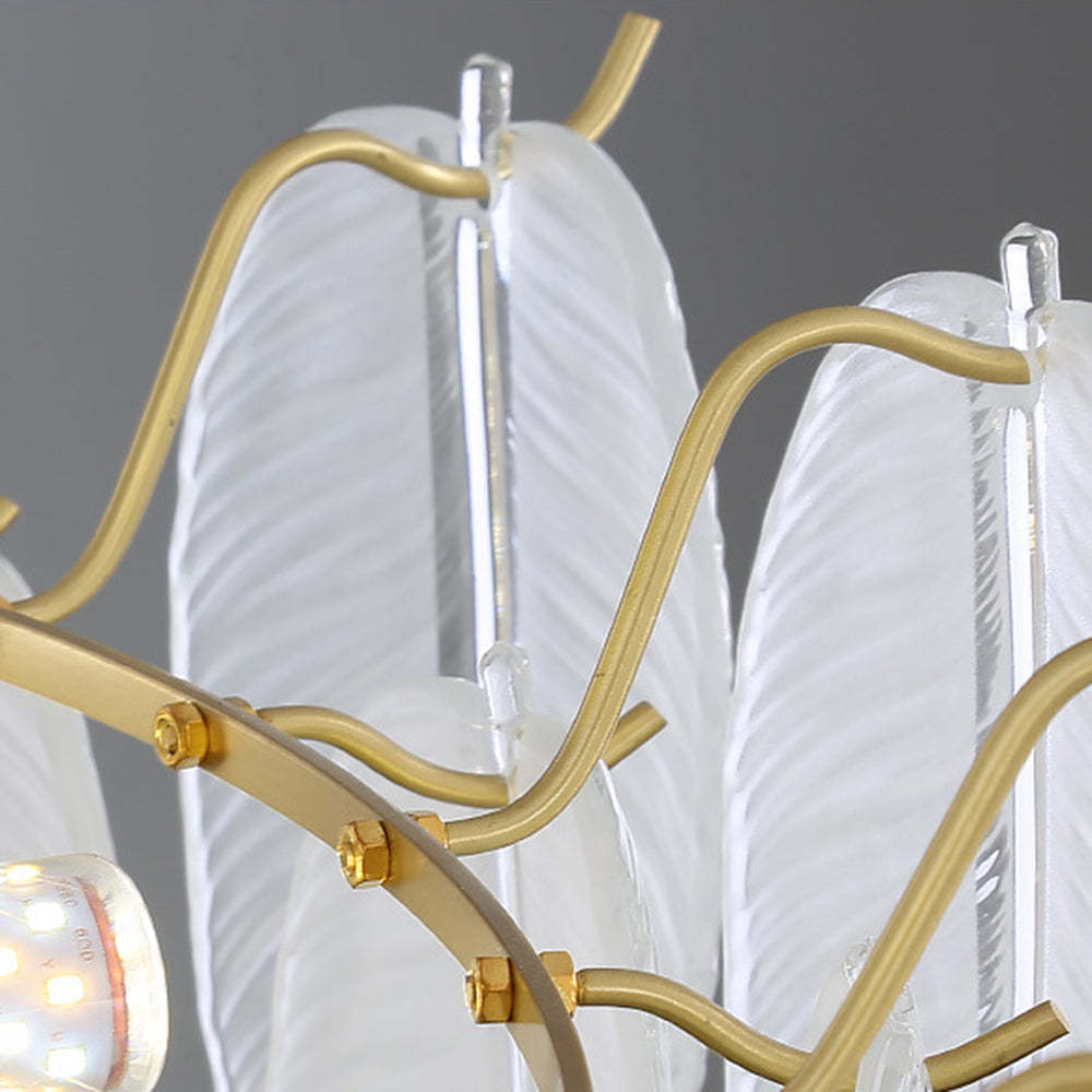 Kirsten Pearl Chandelier Detail - Feather Glass and Gold Metal