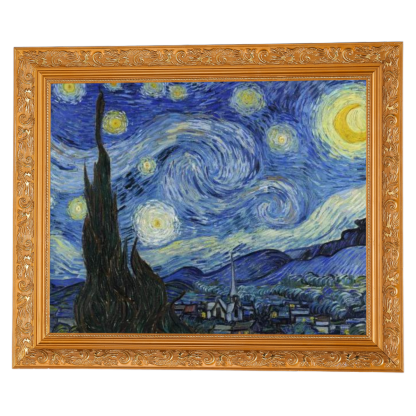 Starry Night painting reproduction in a gold frame