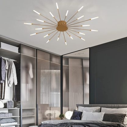 Gold Lowry Fireworks Flush-Mount Ceiling Light in Bedroom