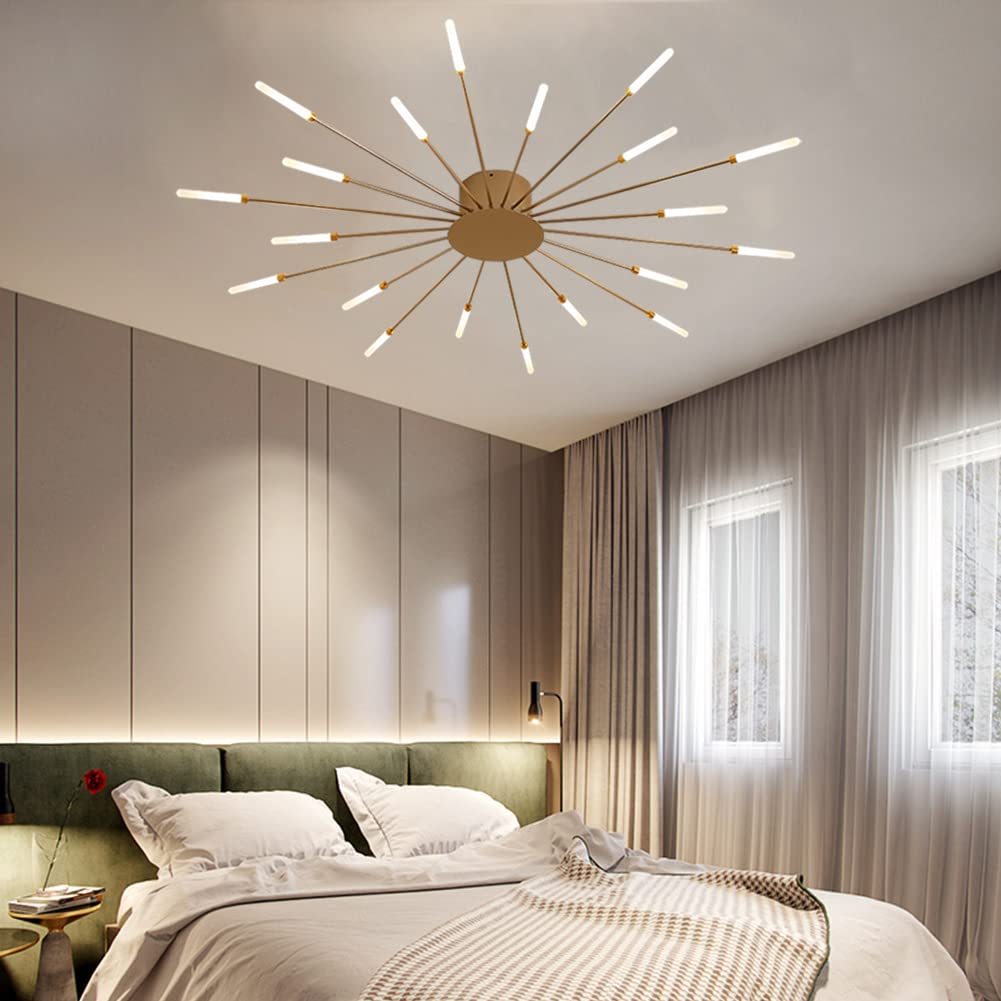 Gold Lowry Fireworks Ceiling Light in Bedroom