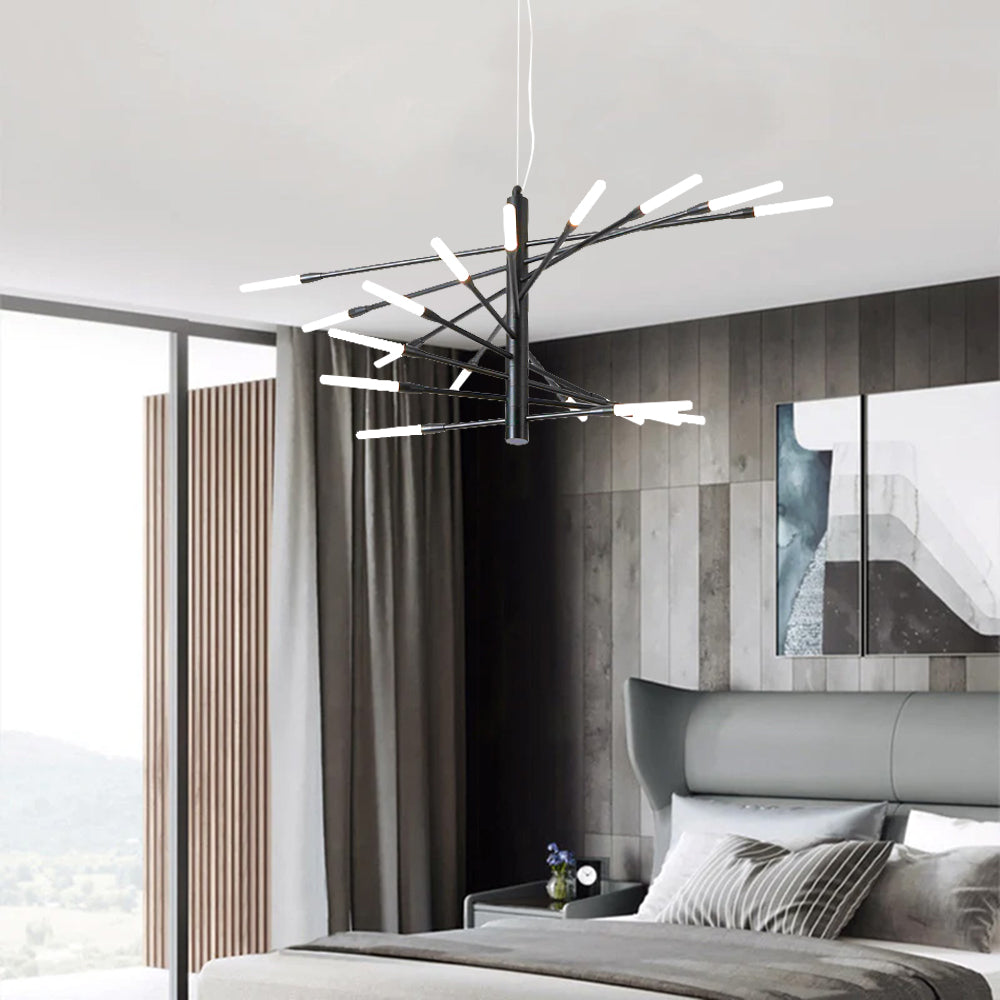 Lowry Chandelier in Bedroom - Black Metal Design