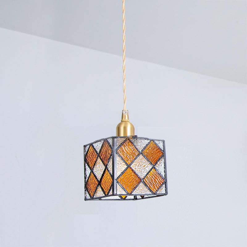 Hailie Retro Pendant Light with geometric glass shade
