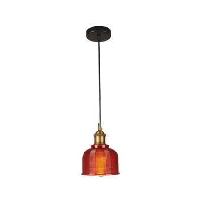 Red glass Art Deco pendant lighting.