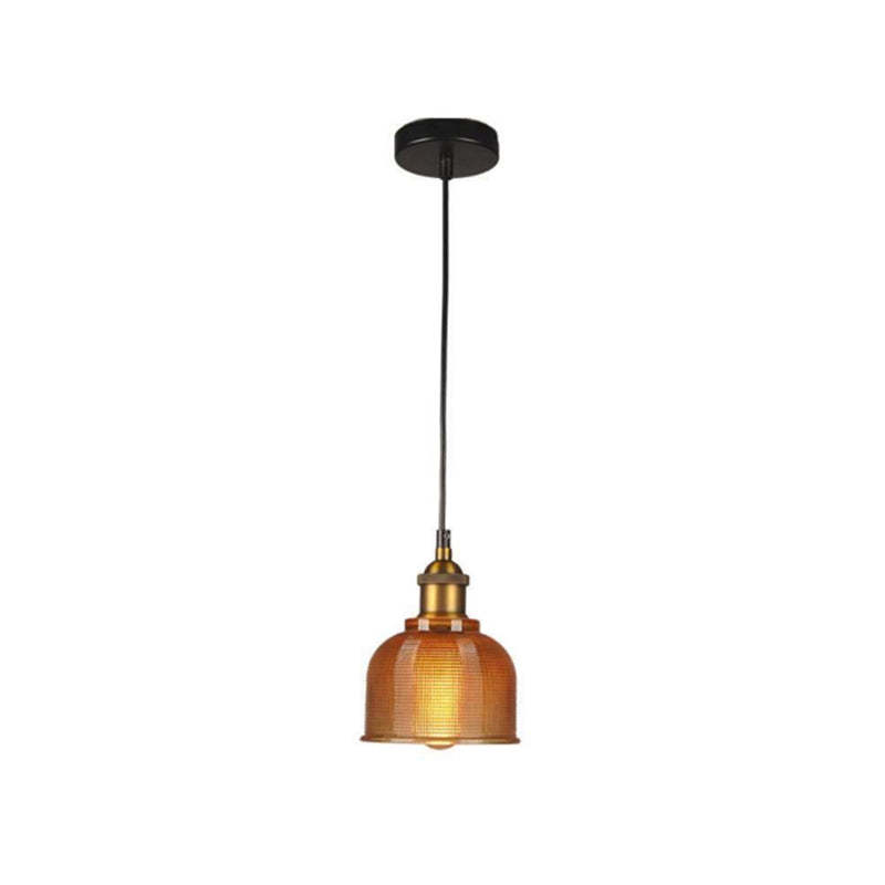 Amber Art Deco Pendant Light, Glass Shade