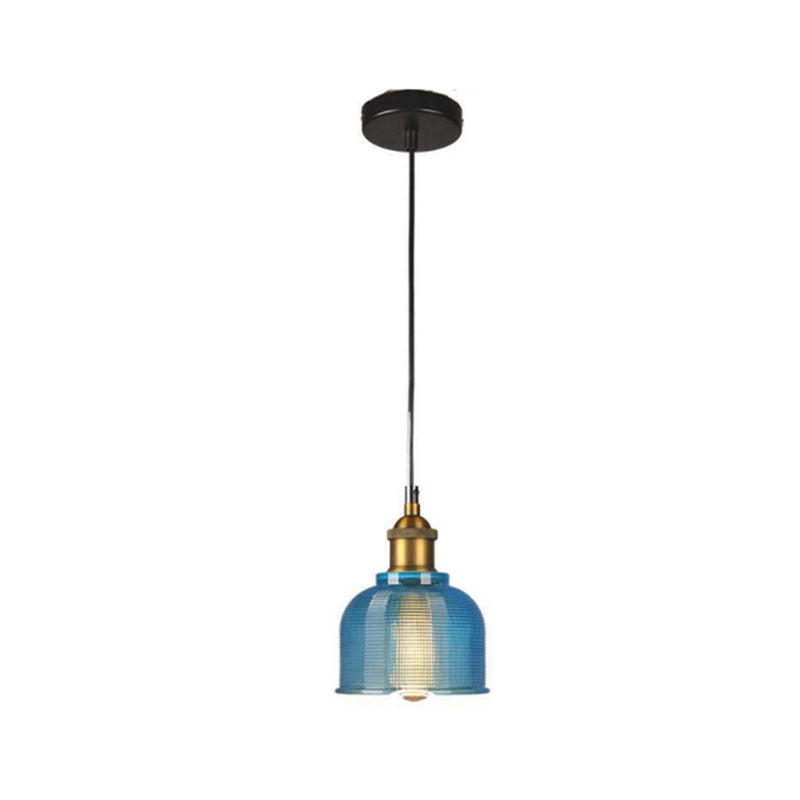 Blue Glass Art Deco Pendant Light