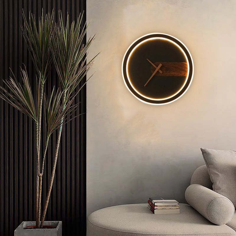 Modern clock design wall lamp, indoor lighting.