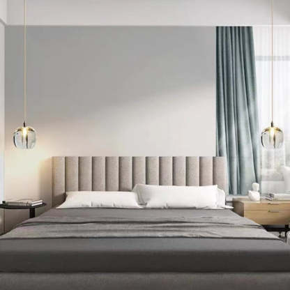 Bedroom with Hailie Glass LED Pendant Lights