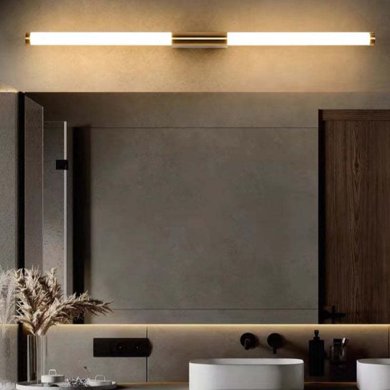 Leigh Minimalist Wall Lamp above sink.