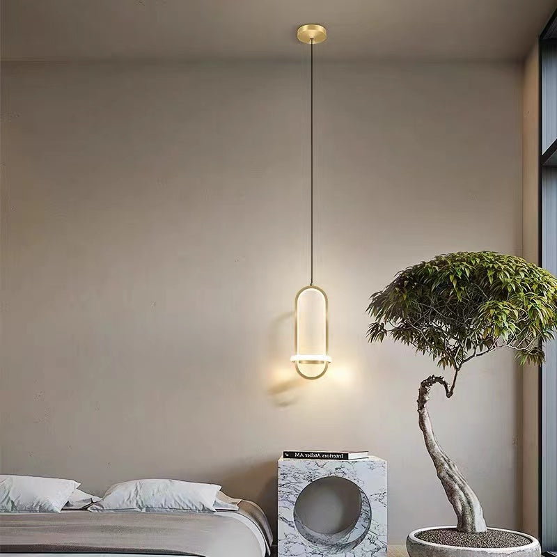 Nyla LED Ring Pendant Light in bedroom interior
